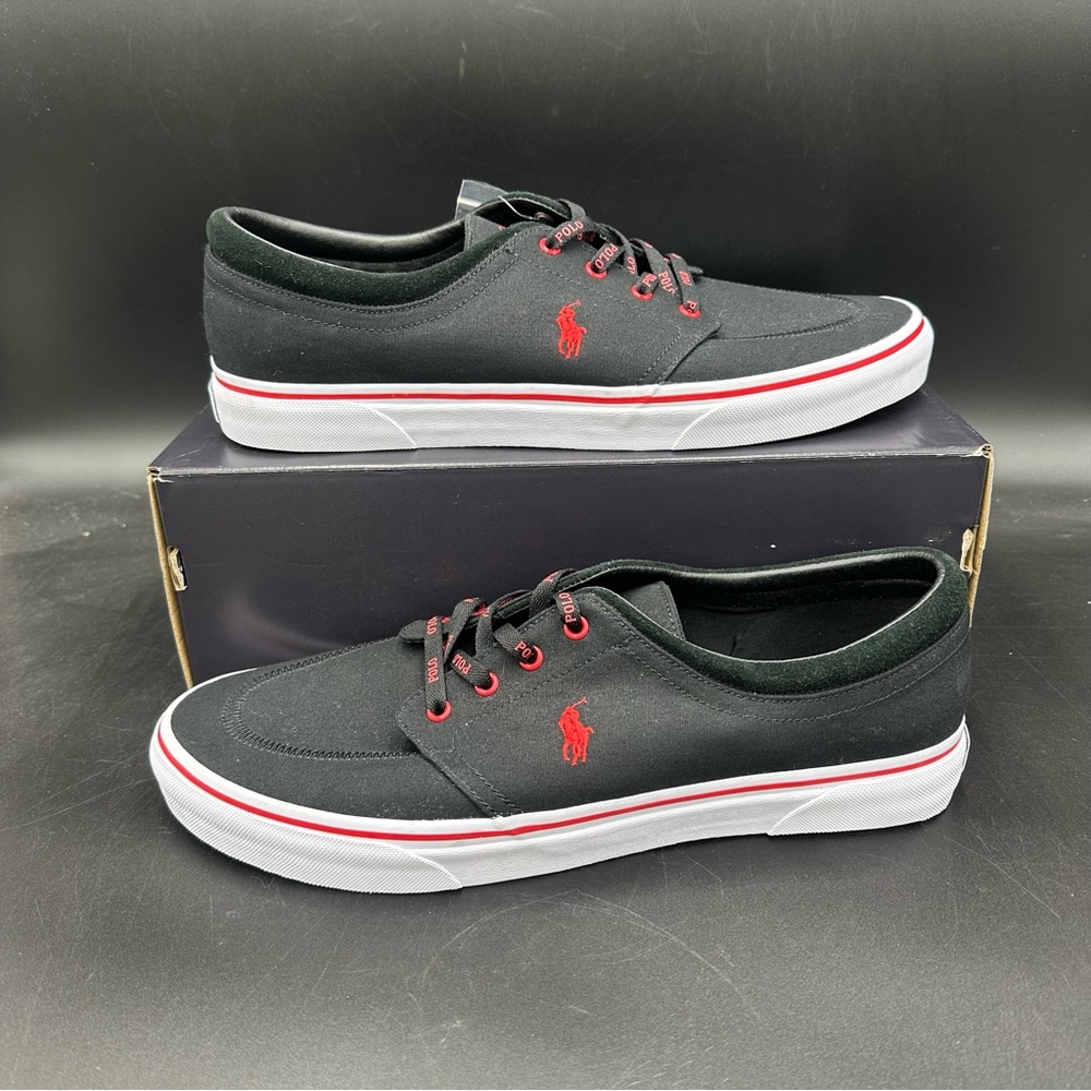 Polo Ralph Lauren Shoes Faxon X Black Red Pony Sneakers Men’s Size 13